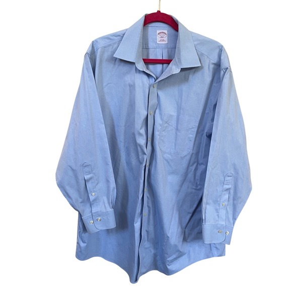 Brooks Brothers Mens Dress Shirt 17 2/3 Traditional Fit Cotton Blue Non‎ Iron - Picture 1 of 5